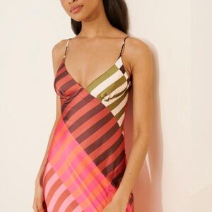 Hutch Multicolor Striped Maxi Dress — Olive, Pink, Brown